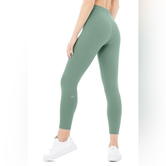 ALO Yoga Pants - Alo Yoga Blue Green Blissful High Waisted Ribbed Legging Size XS